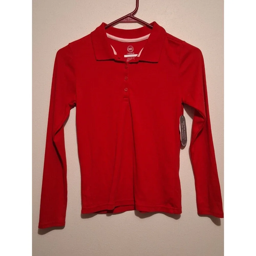 New with Tags Wonder Nation Girls School Uniform Long Sleeve Polo Shirt - Size L